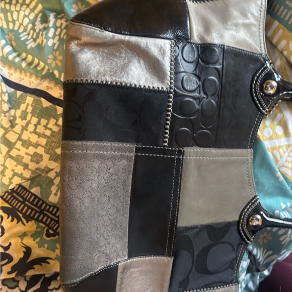 Vintage Coach Patchwork Black and Gray Women's Bag - Picture 5 of 6